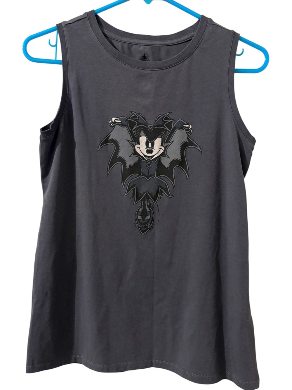 Disney Charcoal Gray Tank with Dark Bat-Mouse Graphic